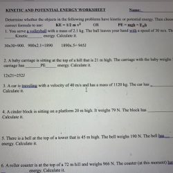 Kinetic potential energy worksheet answers