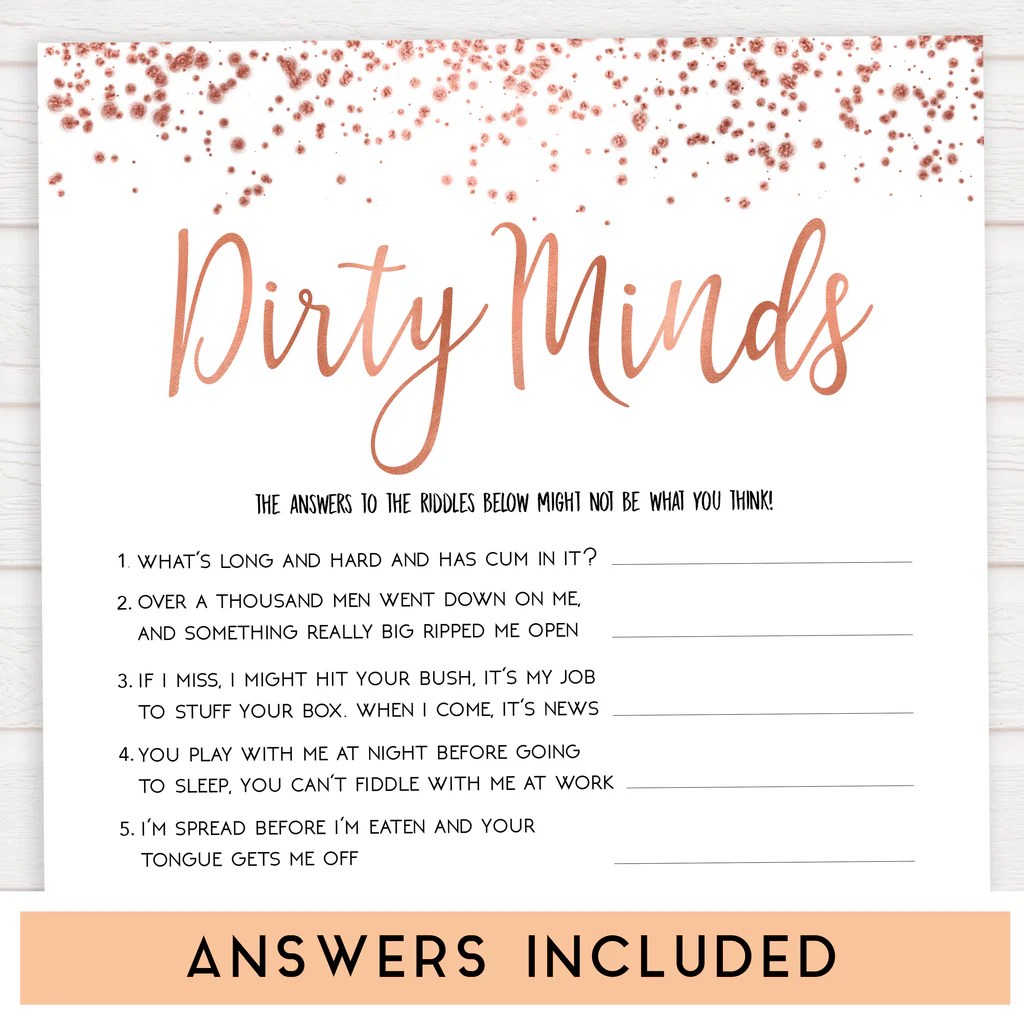 Dirty minds bachelorette game answers