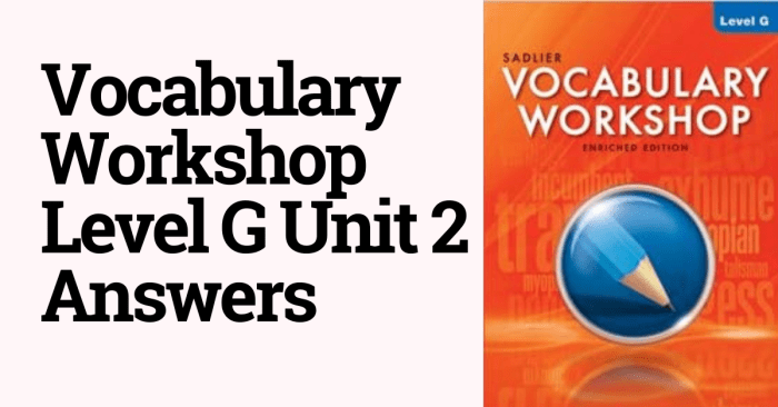 Vocabulary workshop level g unit 2 answers