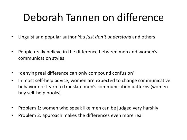 Deborah tannen theory on gender