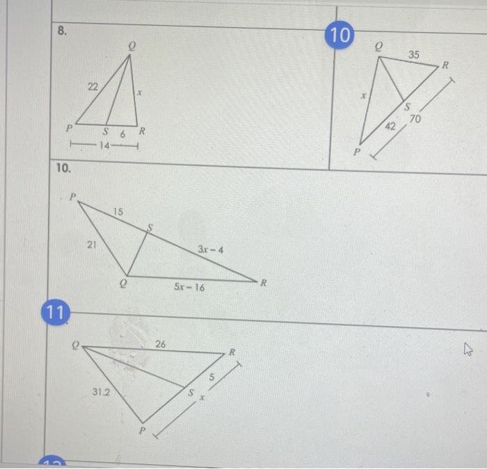 If qs represents an angle bisector solve for x