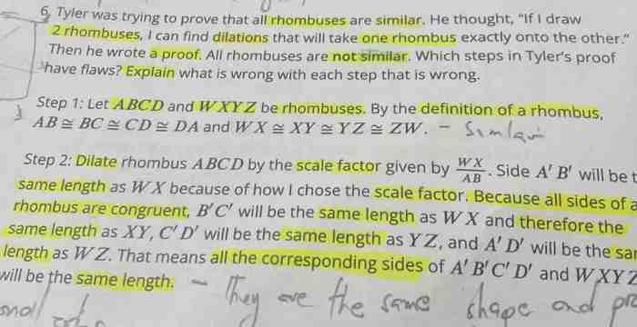 Tyler was trying to prove that all rhombuses are similar