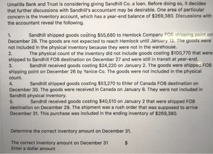 Pohl umatilla considering trust giving bank discussions has company loan decides accountant goods inventory solved end year problem particular desirable